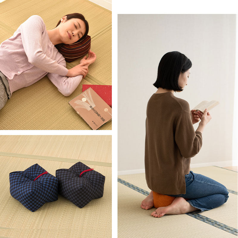 正座クッション 正座椅子 日本製 そばがら 綿100% しびれ対策 そば殻枕 ごろ寝枕 葬式 通夜 法事 稽古 あぐら