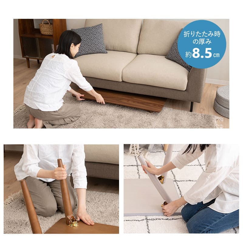 折りたたみテーブル 長方形 幅105cm 長方形 天然木突板 完成品 折り畳みテーブル ローテーブル センターテーブル キッズテーブル パソコンデスク ワークデスク キッズデスク 机 作業台 木製 天然木 木製家具