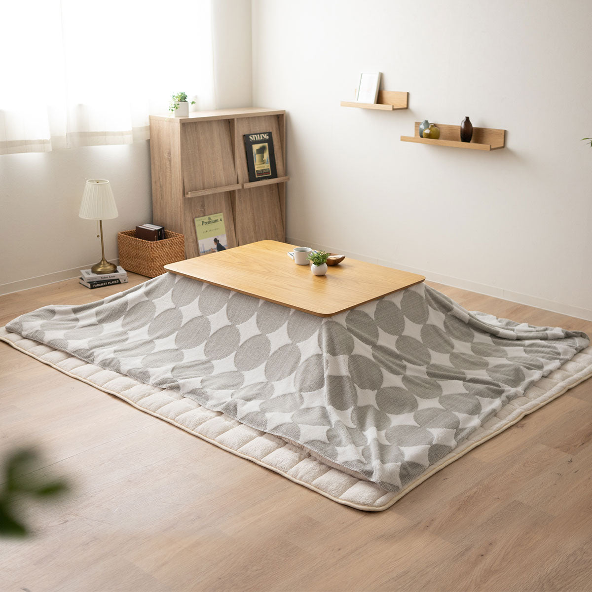 こたつ 上掛けカバー ボアジャガード ジャガードカチオン 布団カバー マルチカバー あったか 寒さ対策 防寒対策 (北欧柄・無地)