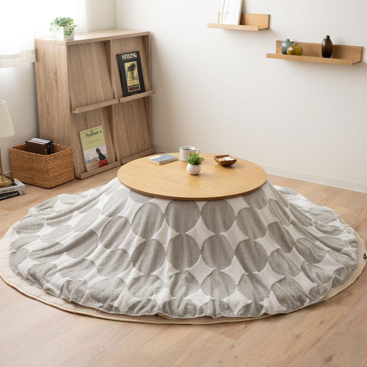 こたつ 上掛けカバー ボアジャガード ジャガードカチオン 布団カバー マルチカバー あったか 寒さ対策 防寒対策 (北欧柄・無地)