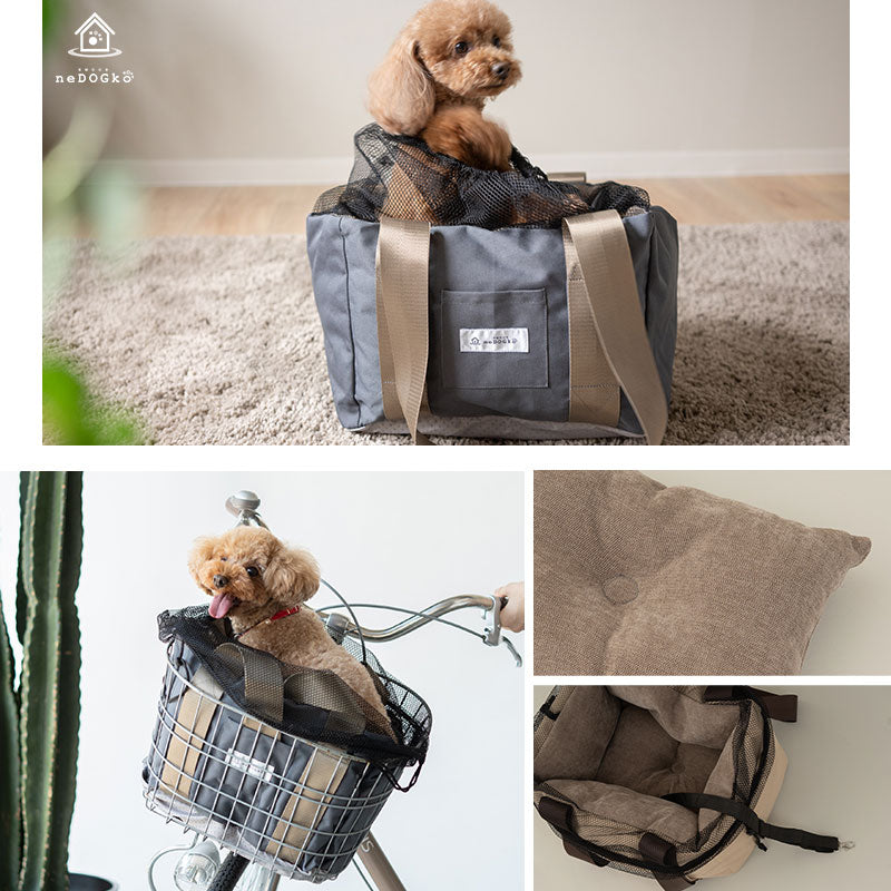 自転車用 ドライブベッド 小型犬 飛び出し防止 サイズ調節可能 撥水 洗える キャリーバッグ キャリーケース ペットキャリー 犬用 ペット用 前カゴ 移動 おでかけ ペット用品