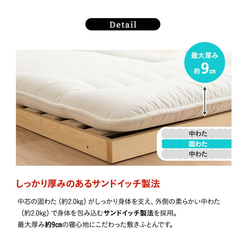 敷き布団 日本製 防炎 難燃 燃え広がりにくい 低刺激 防炎ラベル付き シングルサイズ