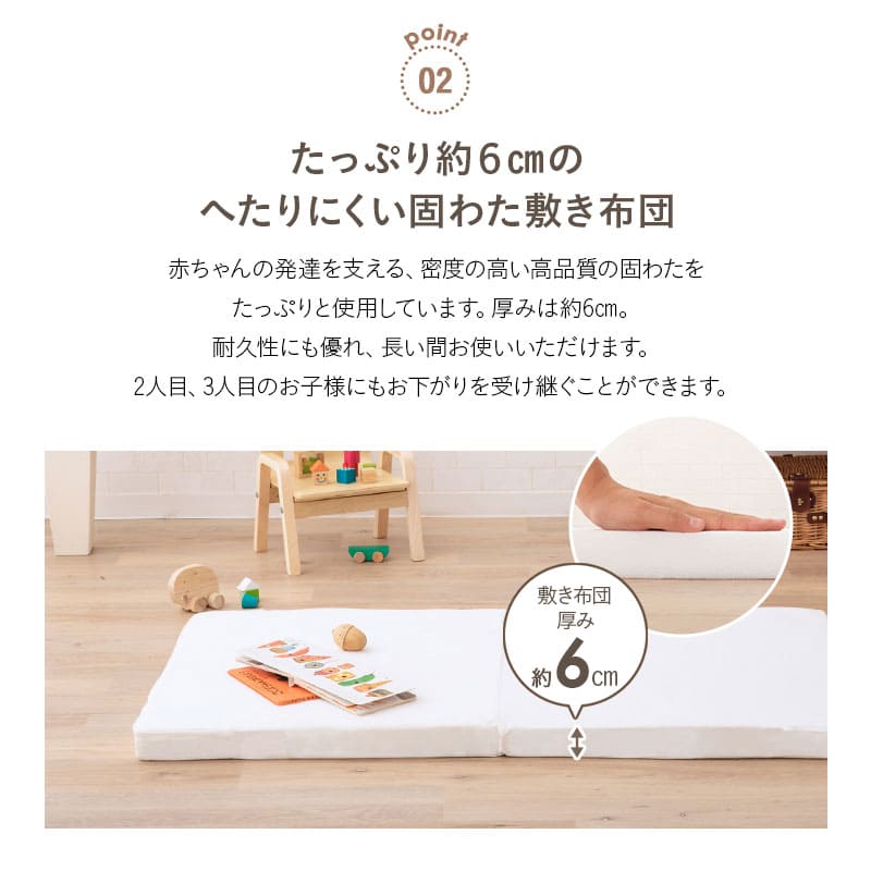 固綿ベビー敷き布団 70×120cm 日本製 ベビーサイズ 二つ折り 2つ折り 折りたたみ 敷布団 ヌード布団 単品 レギュラー ベビーベッド 赤ちゃん ベビー 新生児 出産祝い