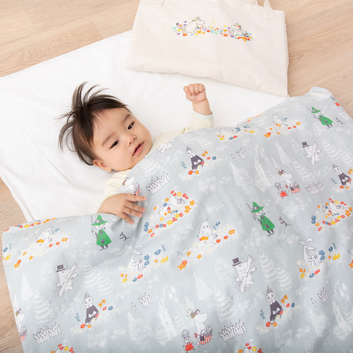お昼寝布団5点セット 日本製 ベビー (掛け布団・敷き布団・掛け布団カバー・敷き布団カバー・専用バッグ)