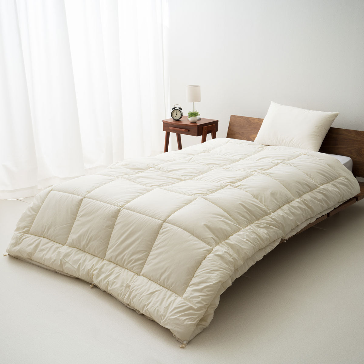 洗濯機で洗える2枚合わせ掛け布団 セミダブルサイズ フレッシュ4ホール ファイバーフィル