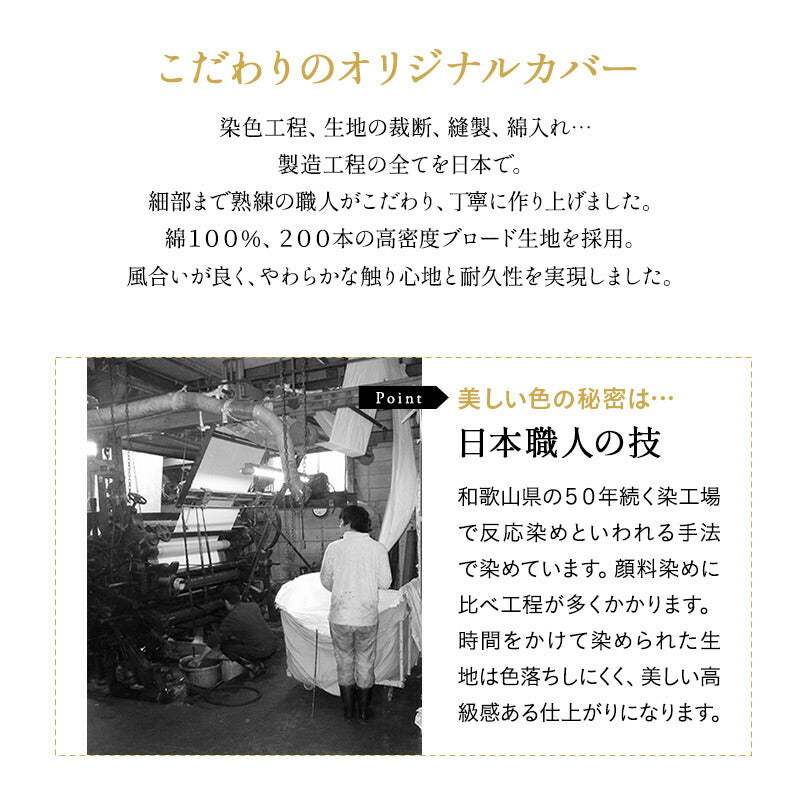 ノン圧縮 布団8点セット ダブル (掛け布団・敷き布団・枕×2・掛け布団カバー・フィットシーツ・ピロケース×2) 日本製 抗菌 防臭 防ダニ 掛け敷き枕 カバー付き 非圧縮