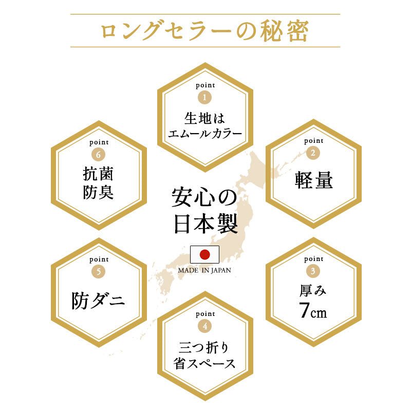 軽量敷き布団 シングルサイズ 日本製 抗菌 防臭 防ダニ