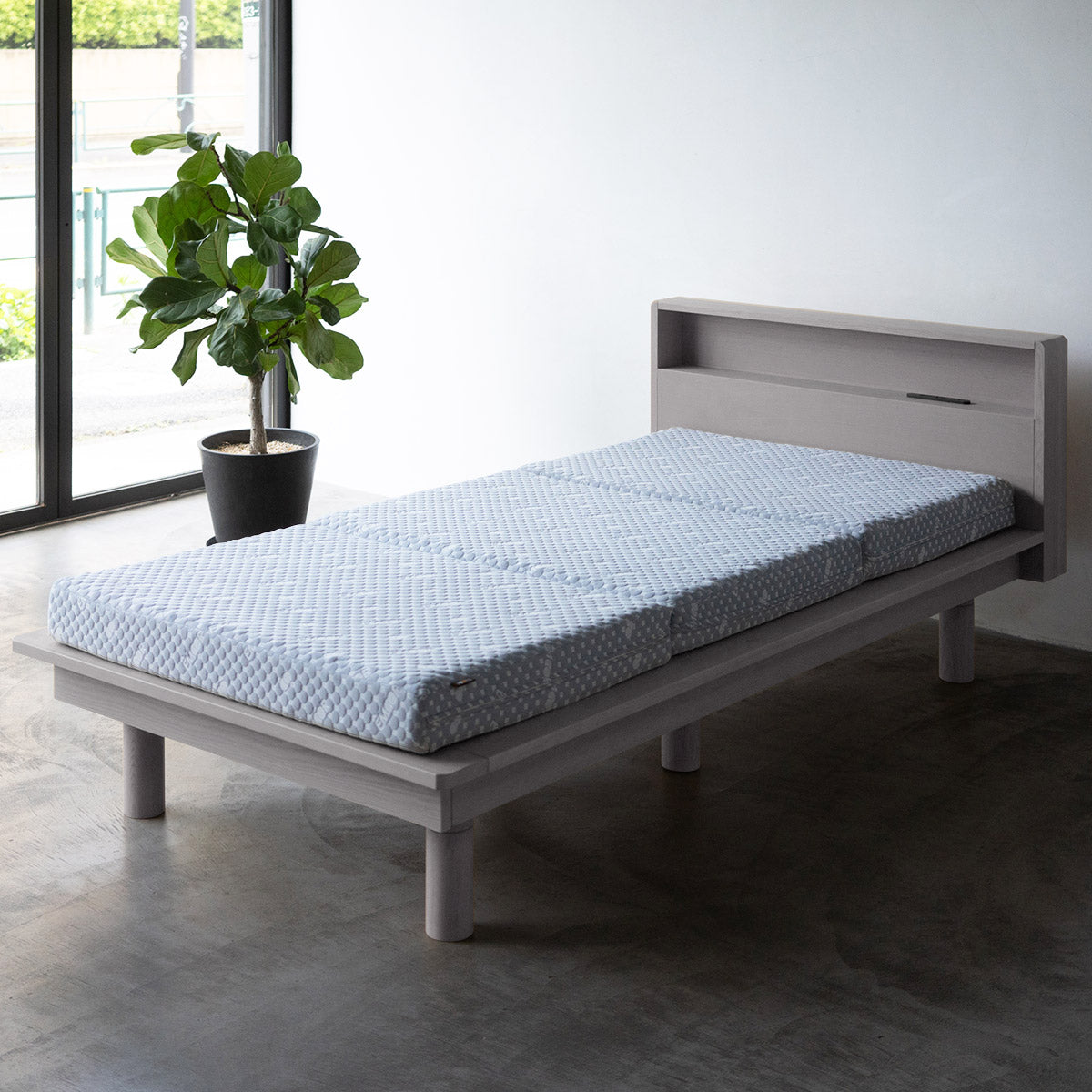 居間になる畳ベッド 選べるマットレス 2点セット ( #102 ステージフレーム キャビネットタイプ ) シングル