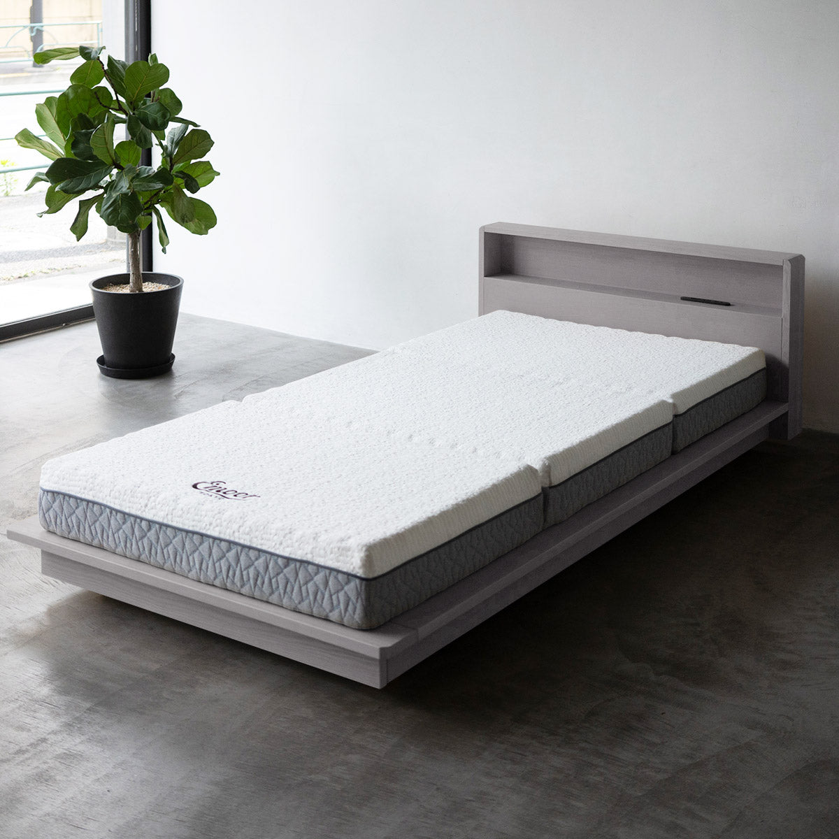 居間になる畳ベッド 選べるマットレス 2点セット( #102 ステージフレーム キャビネットタイプ ) ダブル