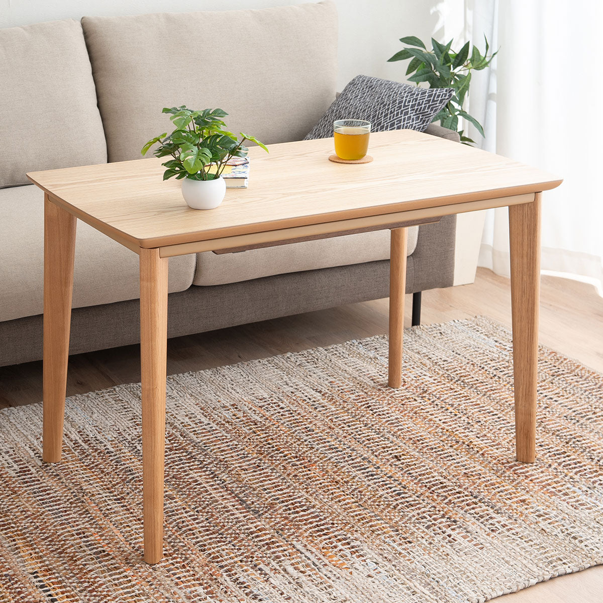 こたつテーブル ハイタイプ 省スペースデザイン 長方形 幅105cm 天然木 こたつ コタツ 炬燵 やぐら デスク 机 オールシーズン