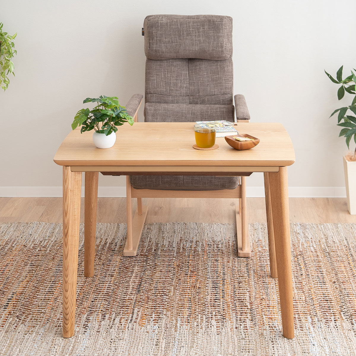 こたつテーブル ハイタイプ 省スペースデザイン 長方形 幅90cm 天然木 こたつ コタツ 炬燵 やぐら デスク 机 オールシーズン