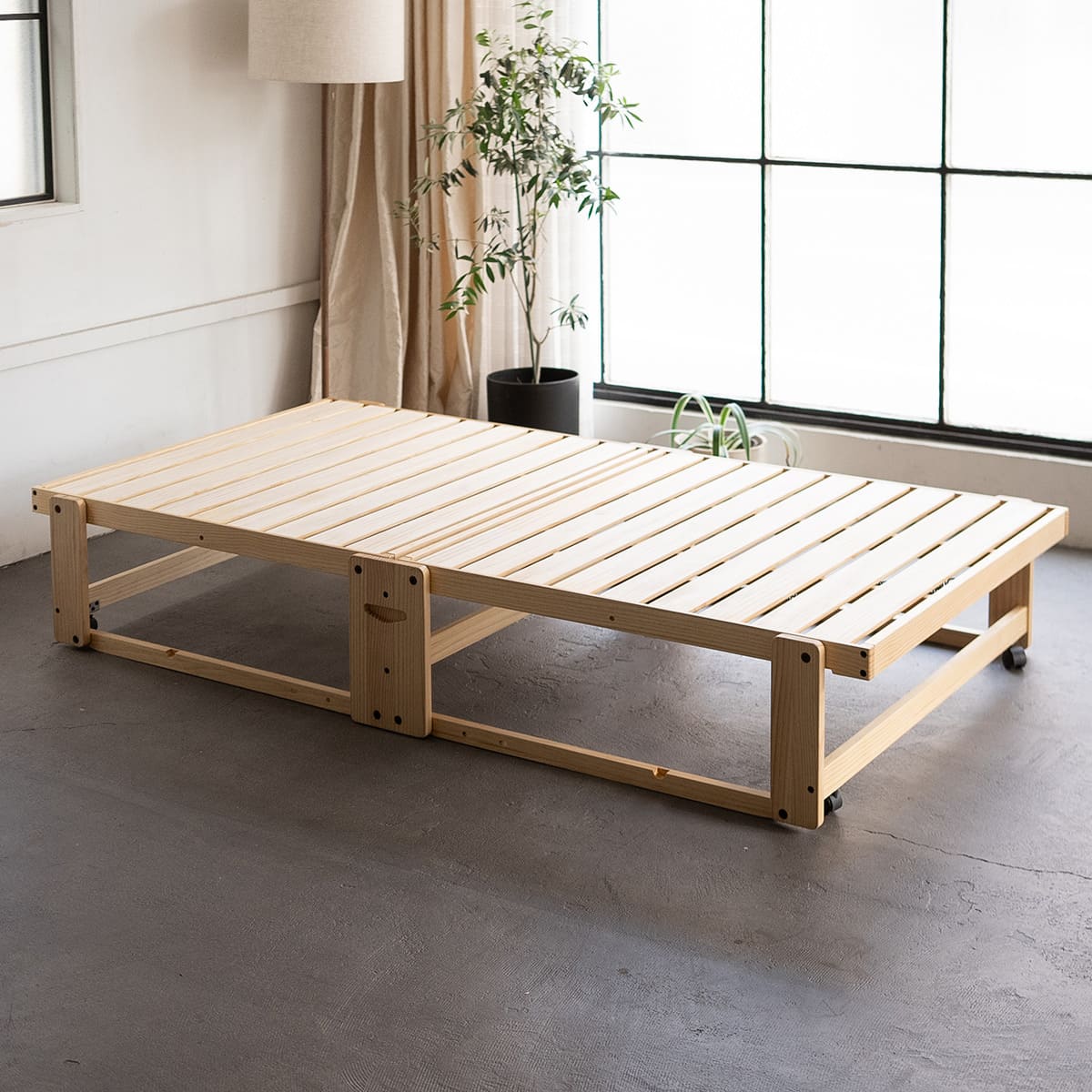 折りたたみベッド 「やまね」 すのこベッド  完成品 横揺れ防止 安全ロック付き アシスト機能付き キャスター付き 取っ手付き 通気性 ショールーム体験可