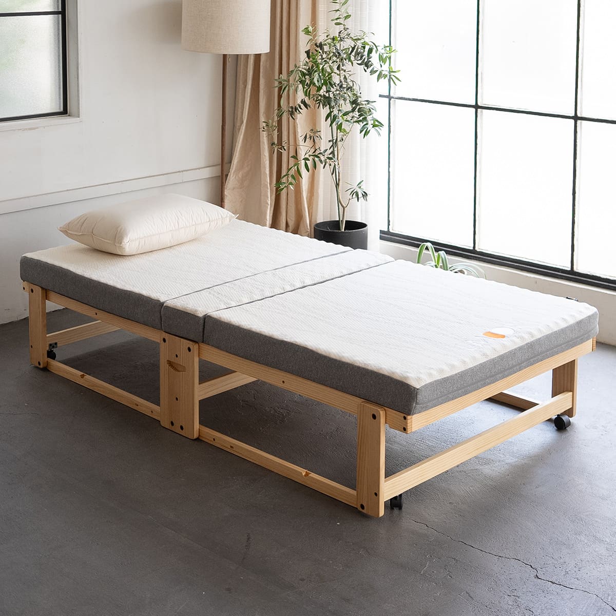 折りたたみベッド 3つ折り専用マットレス 2点セット