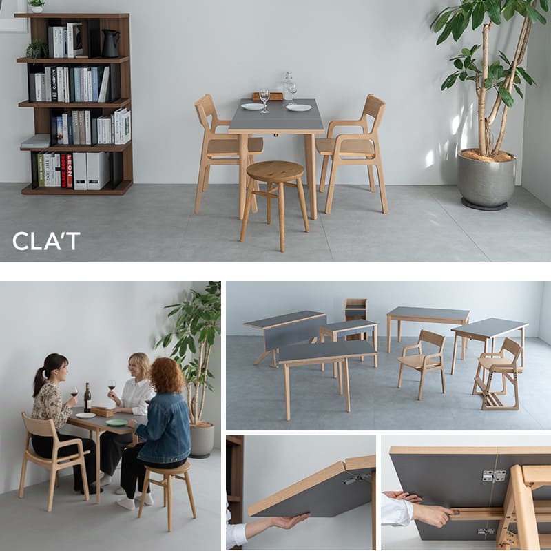 バディテーブル3点セット ダイニングセット 幅110cm 拡張 伸長 折りたたみ 長方形 角型 2人掛け ダイニングテーブル 折りたたみデスク ダイニングチェア 食卓用 リビング ダイニング 食事 ワーク 作業 PC リビング学習 勉強 学習 宿題 なかまを呼べるダイニング クラット