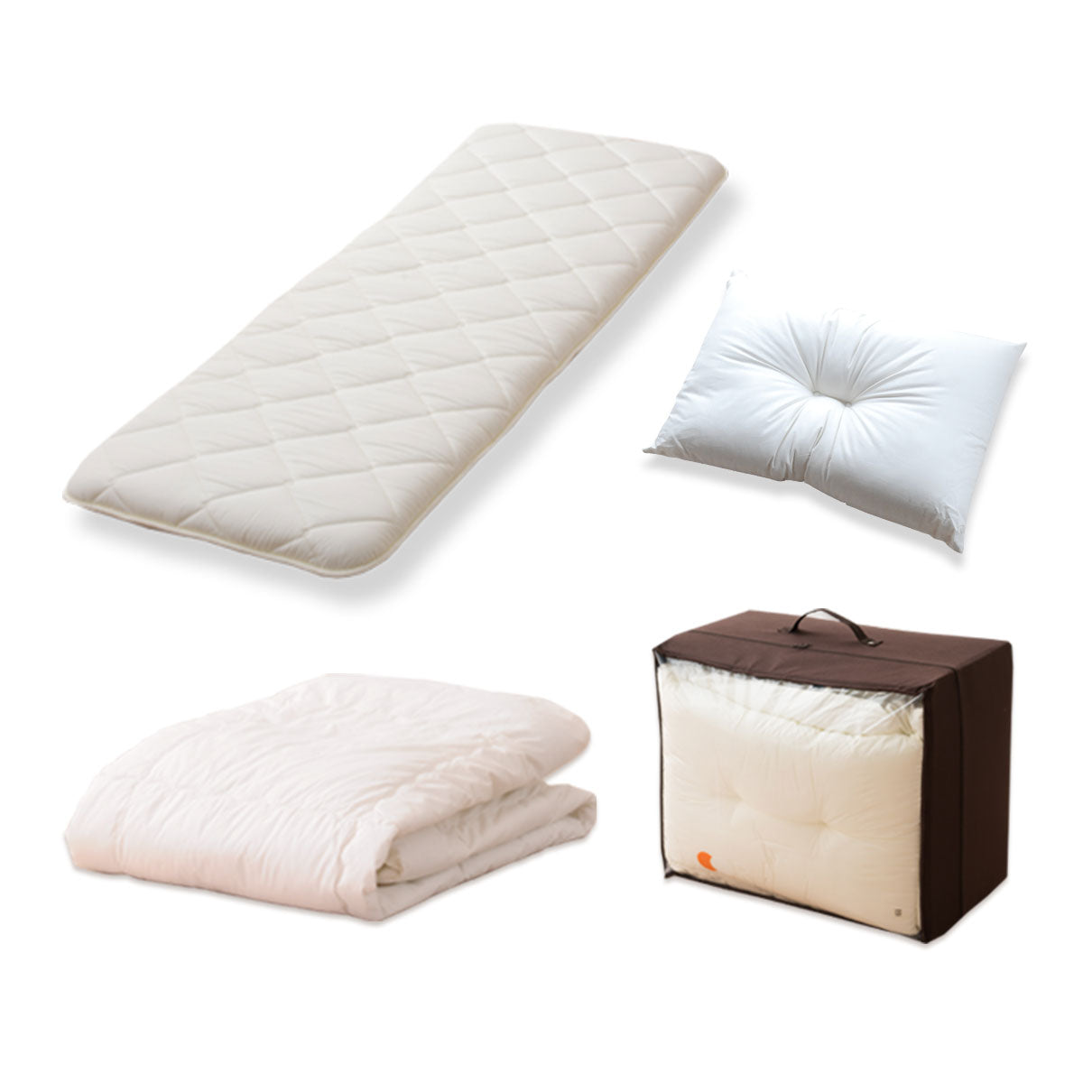 ごろ寝布団セット シングル 布団セット 日本製 4点セット 洗える 収納ケース 防ダニ 綿100% 布団