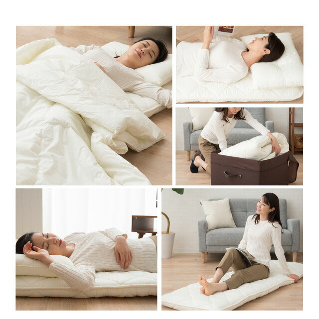 ごろ寝布団セット シングル 布団セット 日本製 4点セット 洗える 収納ケース 防ダニ 綿100% 布団