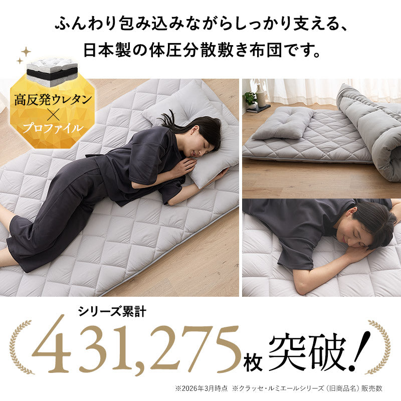 敷き布団 敷布団 日本製 体圧分散 抗菌・防臭・防ダニ 3層 高反発ウレタン 防ダニ布団 抗菌布団 ウレタン敷き布団 体圧分散敷き布団 軽量 オールシーズン ウレタン入り エムールの日本製布団