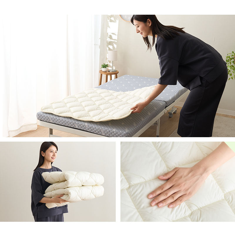 折りたたみベッド専用 ベッドパッド 上下2枚組 セミダブル 抗菌 防臭 防ダニ 日本製 綿100% 敷きパッド 寝心地改善 洗い替え オールシーズン