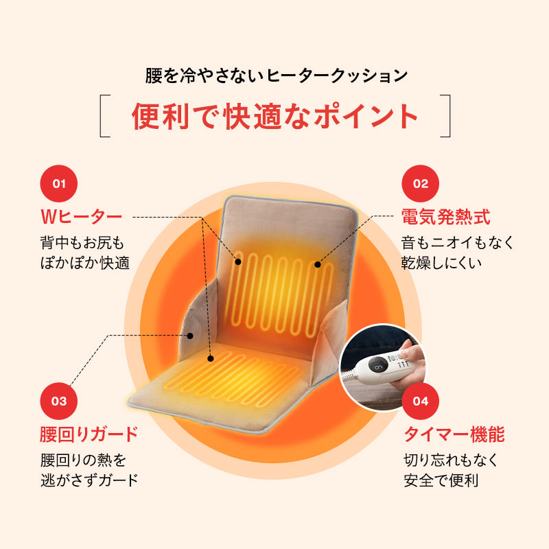 ヒータークッション 椅子用ヒーター シートヒーター 省エネ タイマー付