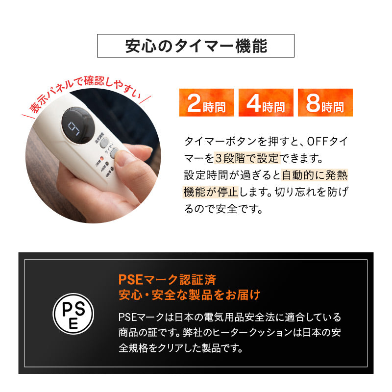 ヒータークッション 椅子用ヒーター シートヒーター 省エネ タイマー付