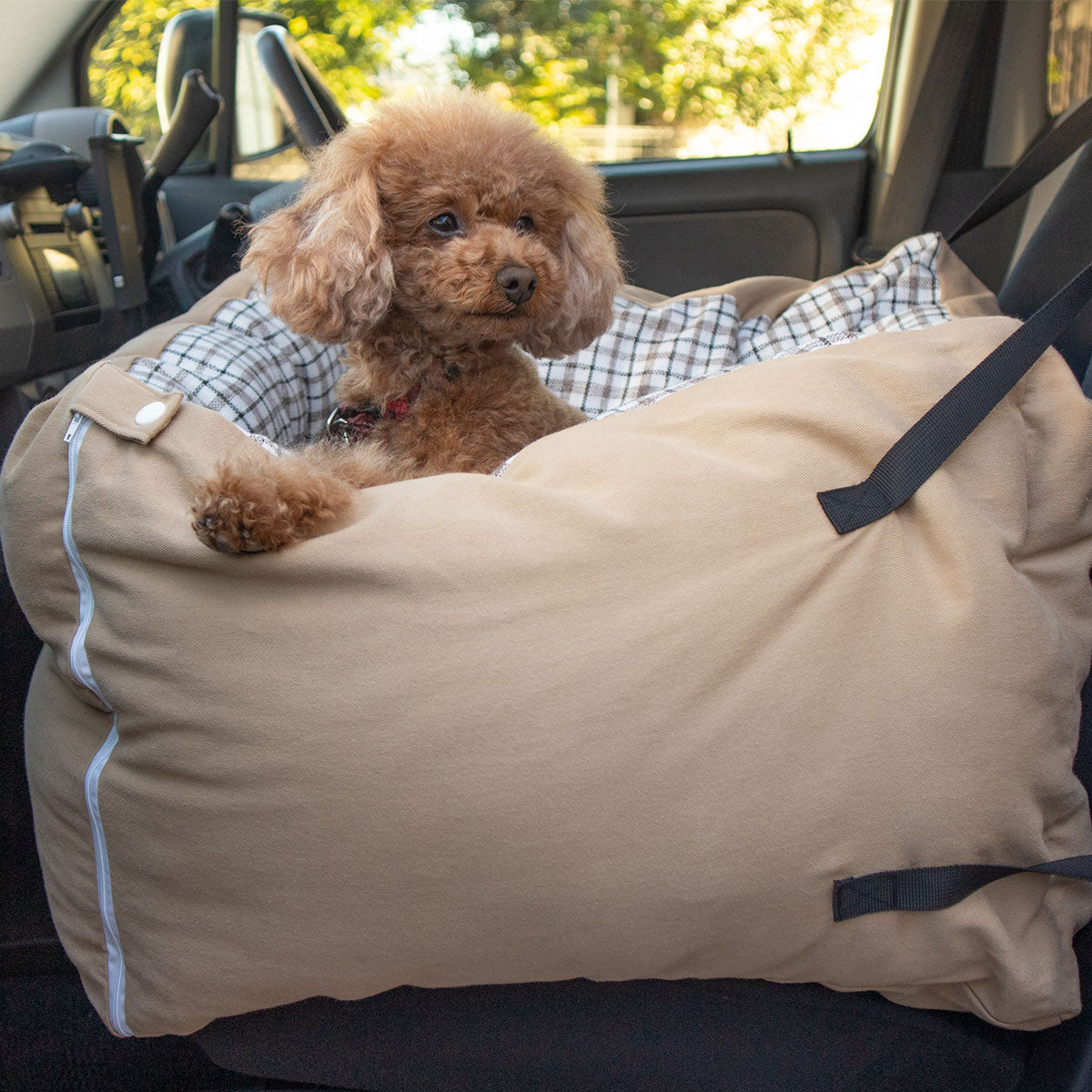 移動中もゆったり眠れる ドライブベッド Lサイズ 小型犬 中型犬 2WAY ペット用 ドライブボックス キャリーバッグ 飛び出し防止 手洗い可能