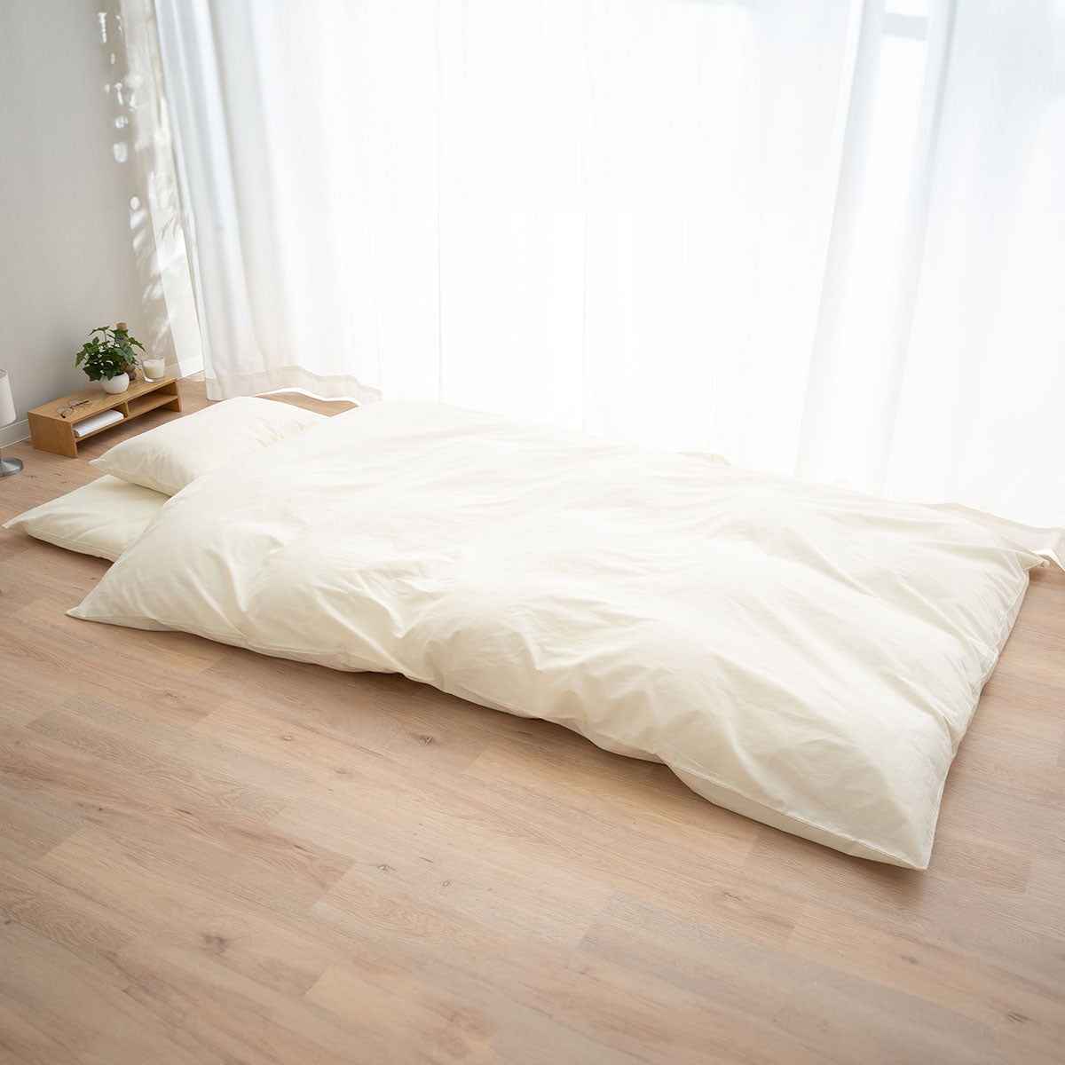 布団カバー 4点セット クイーンサイズ ベッド用 日本製 綿100% 無地 (掛け布団カバー・ボックスシーツ・ピロケース×2)