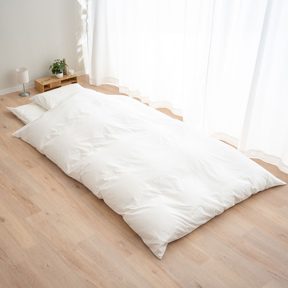 布団カバー 4点セット ダブルサイズ 和布団用 日本製 綿100% 無地 (掛け布団カバー・敷き布団カバー・ピロケース×2)