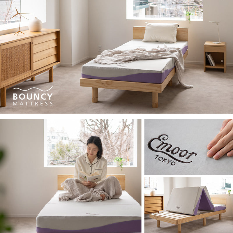 バウンシーマットレス ハイブリット 3層構造 高反発ウレタン TPEジェル 極厚 最厚 15cm 三つ折り 3つ折り 折りたたみ シングルサイズ