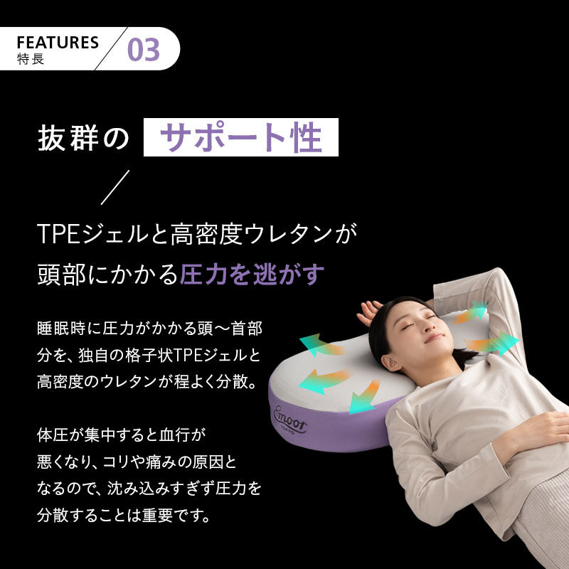 バウンシーピロー 39×64cm ハイブリット 2層構造 高反発ウレタン TPEジェル 低反発枕 低反発まくら 高さ調節シート付き まくらカバー付き