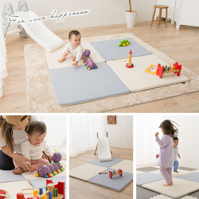 折りたたみ プレイマット 140×140 正方形 ベビーマット クッションマット ラグ 折りたたみ 大判 厚手 防音 防水