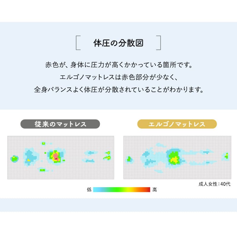 エルゴノマットレス 丸巻きマットレス 固定バンド付き 人間工学設計 低反発 高弾性 ウレタン やわらか 電動ベッド対応 腰痛 青山ショールーム体験可