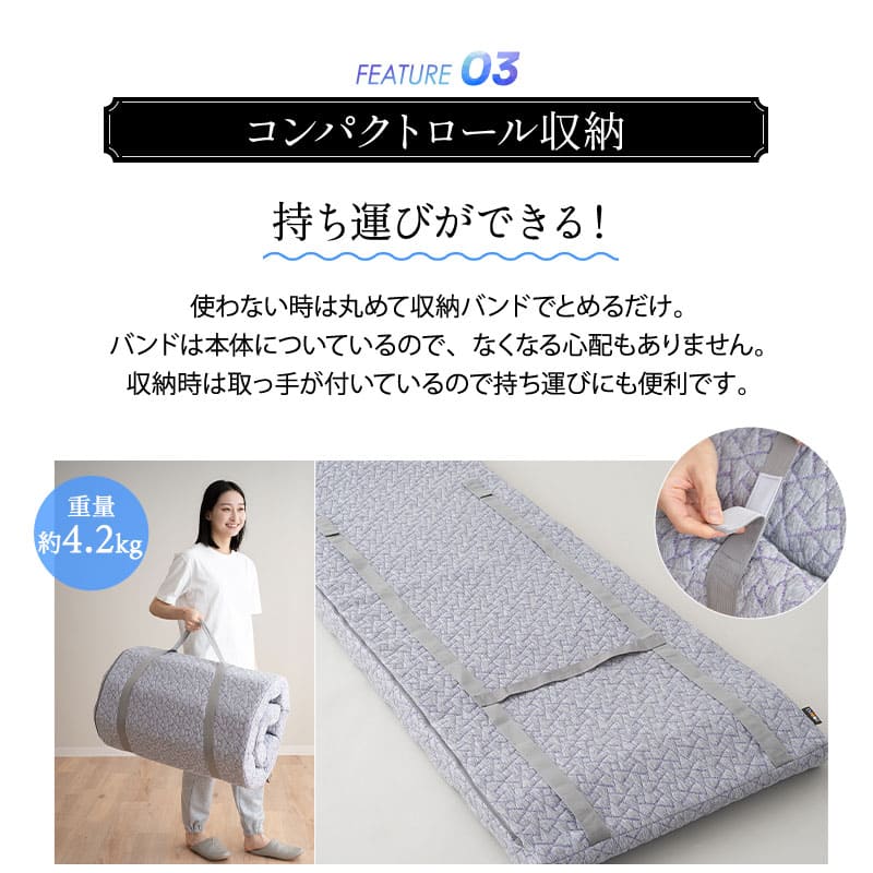 フィットネスマットレス ロールマットレス コンパクトショートサイズ 65×180cm コンパクトマットレス ごろ寝マットレス 高反発ウレタン 折りたたみ アウトドア 車中泊