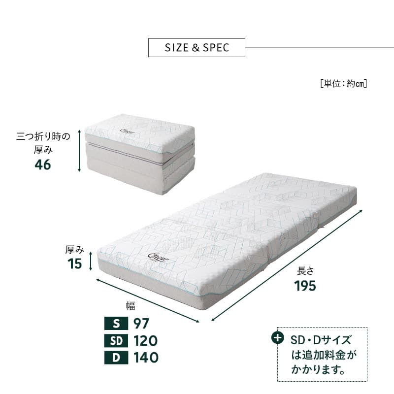 フォレストマットレス エムール 三つ折りマットレス 極厚 15cm 高反発 高弾性 ウレタン 3層構造 寝心地をカスタマイズ可能 マットレス 折りたたみ シングル セミダブル ダブル ショールーム体験可