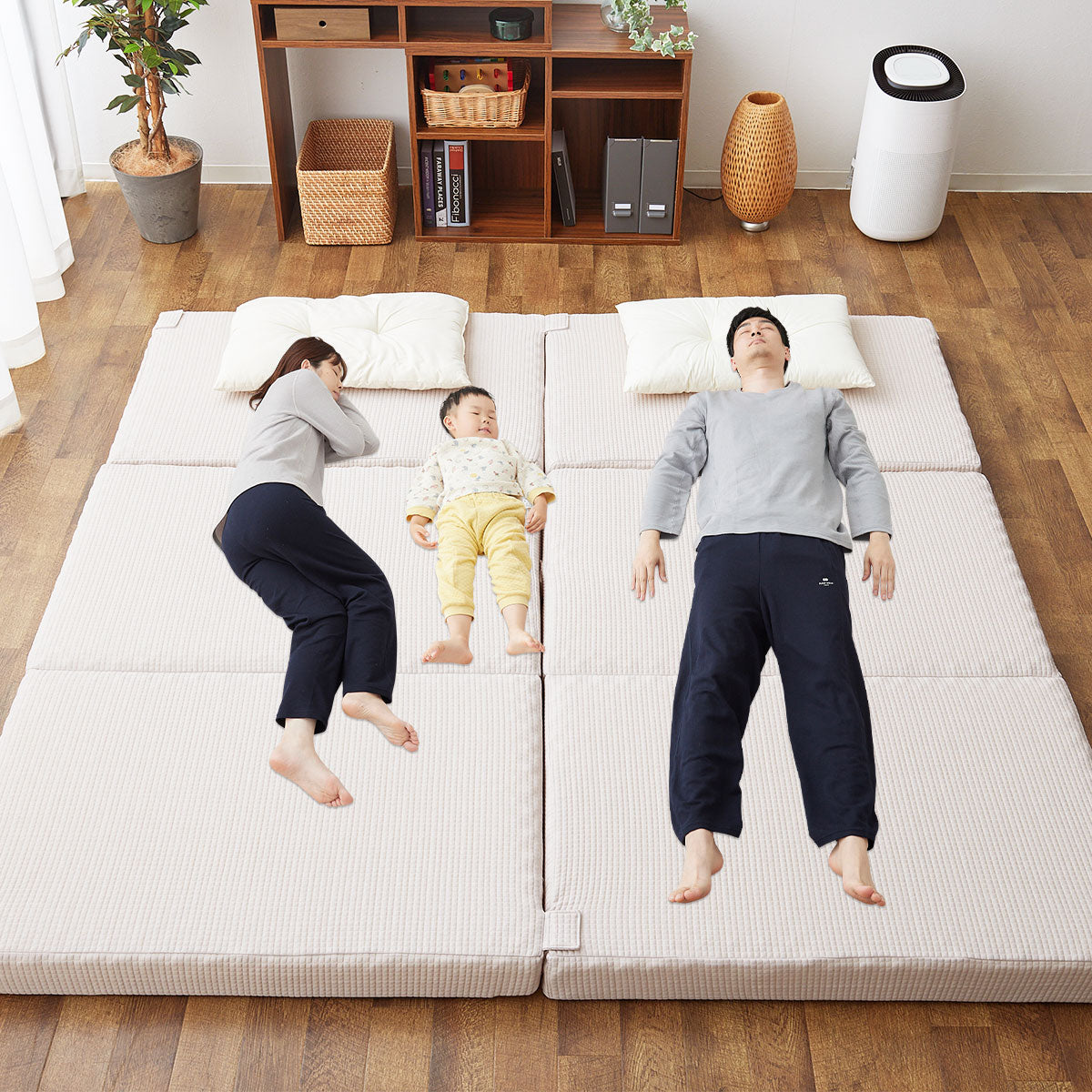 ファミリーマットレス 連結可能 選べる5サイズ 三つ折り 折りたたみ 高反発ウレタン 家族 子供 ワイド 大きいサイズ ファミリーサイズ