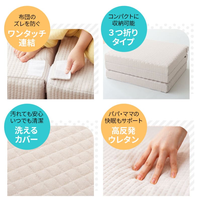 ファミリーマットレス 連結可能 選べる5サイズ 三つ折り 折りたたみ 高反発ウレタン 家族 子供 ワイド 大きいサイズ ファミリーサイズ