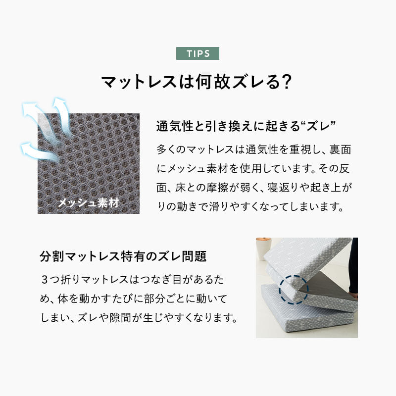 マットレス用 滑り止め 97×195cm ズレ防止 隙間防止 湿気対策 補助パッド 下敷き フロアマット フロアシート 軽量 コンパクト 滑らない ズレない パッド マット シート マットレス 敷き布団 洋室 和室 フローリング 畳