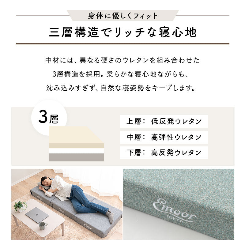 フロアクッションにもなる ごろ寝マットレス 幅65cm コンパクトショート プレイマット 分割 ジョイント 3層ウレタン 極厚12cm