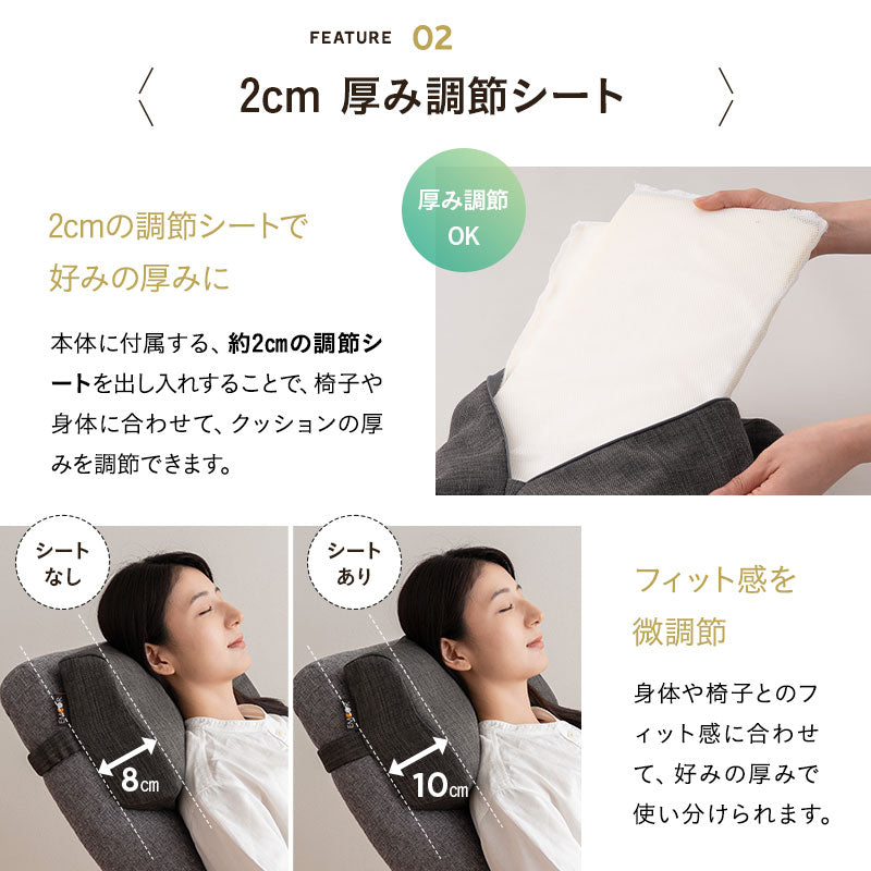 椅子に座るときの首と腰のための枕 椅子用クッション 首枕 腰枕 ヘッドレスト ネックピロー ランバーサポート 腰当て 背当て 固定バンド付き