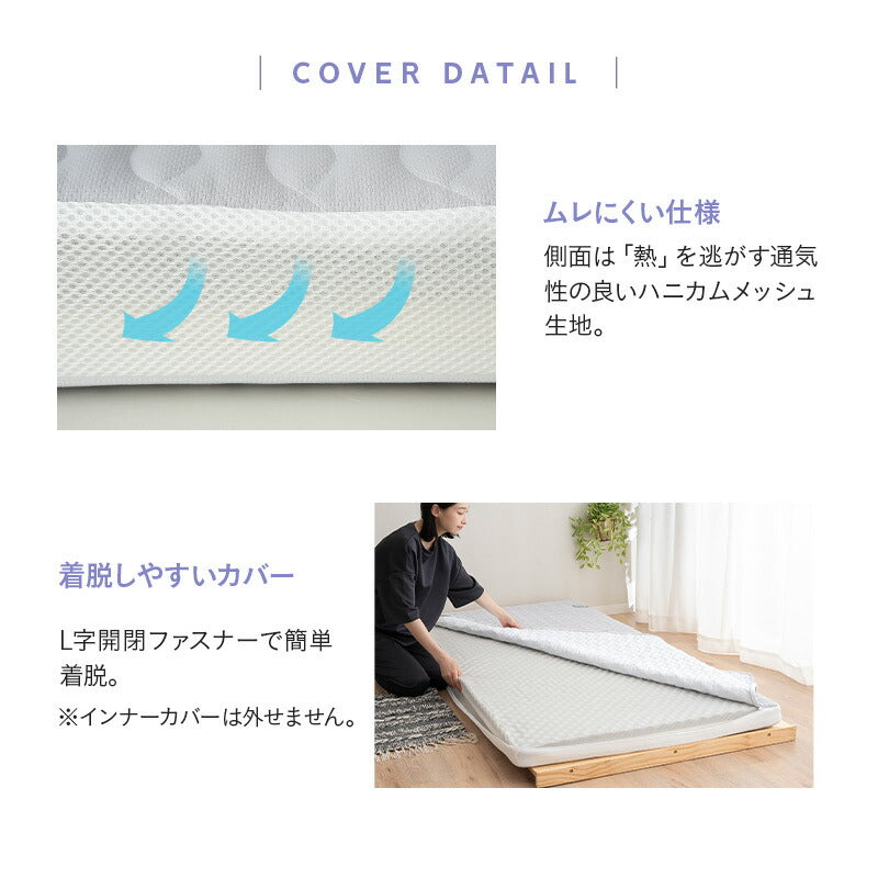 寝心地が選べる 布団マットレス シングルサイズ 収納バンド付き 低反発 高反発 2層構造 リバーシブル わた入りカバー 折りたたみ 三つ折り 3つ折り FUTONマットレス