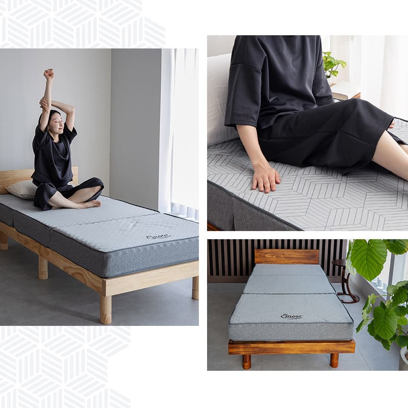 モデュールマットレス 三つ折り 折りたたみマットレス 寝心地カスタマイズ可能 極厚 14cm 高反発 高弾性 ウレタン 2層構造