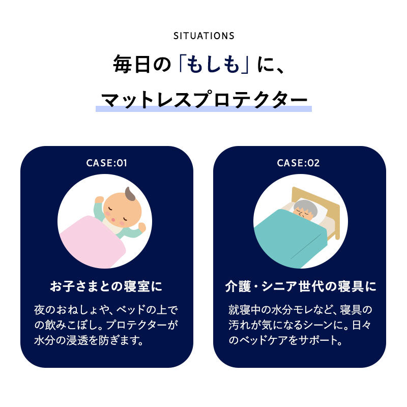 マットレスプロテクター 全面防水タイプ シングル セミダブル ダブル クイーン 防水カバー 防水シーツ マットレス ベッド 宿泊施設 介護