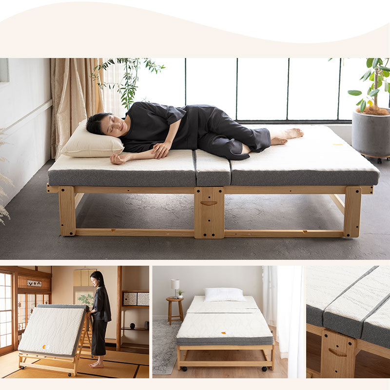 敷いたまま折りたためる 折りたたみベッド専用 マットレス シングルサイズ 2層構造 極厚 滑り止め加工 変則3つ折り形状 ショールーム体験可 やまね