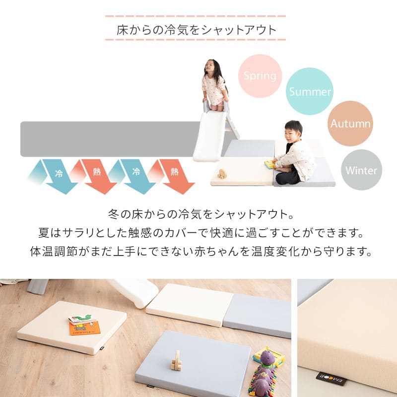 パネル プレイマット 60×60cm 正方形 4枚セット ベビーマット クッションマット フロアマット ラグ マットレス 厚手 騒音緩和 衝撃吸収 撥水 低ホルムアルデヒド