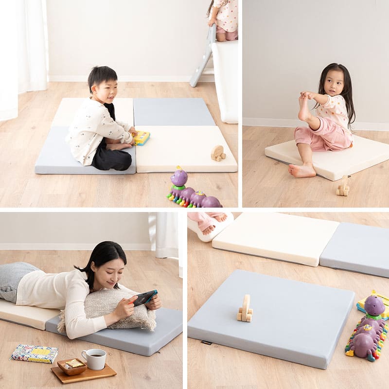 パネル プレイマット 60×60cm 正方形 4枚セット ベビーマット クッションマット フロアマット ラグ マットレス 厚手 騒音緩和 衝撃吸収 撥水 低ホルムアルデヒド