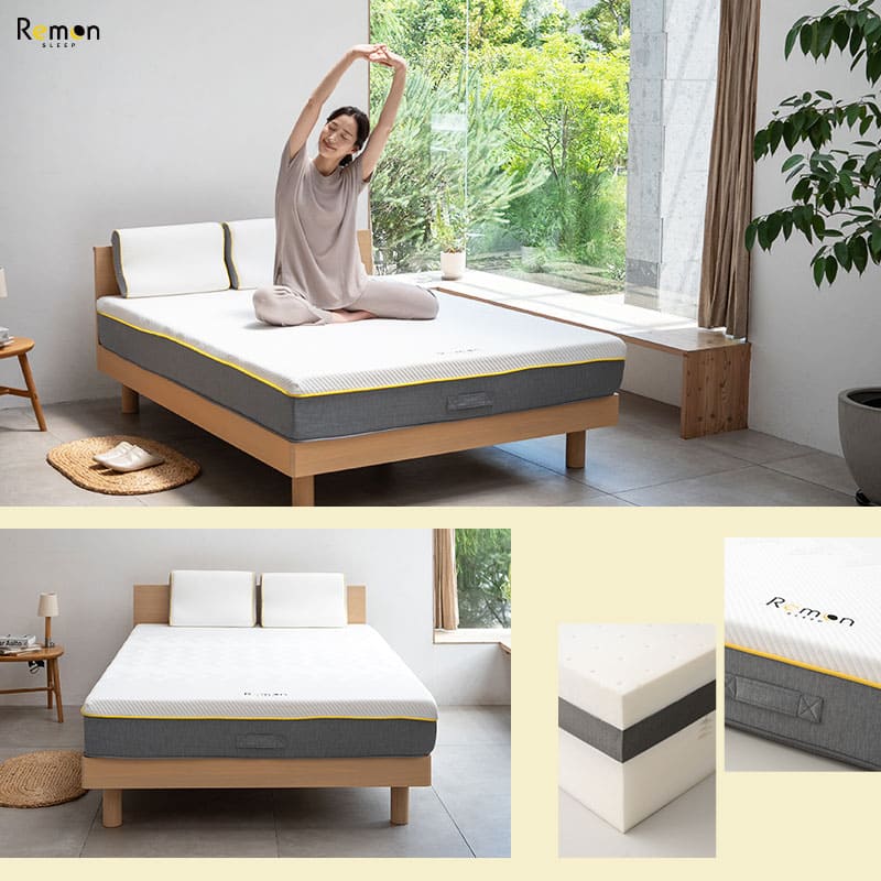 REMONマットレス α アルファ シングルサイズ 極厚 22cm 3層構造 低ホルムアルデヒド 高反発ウレタン 取っ手付き