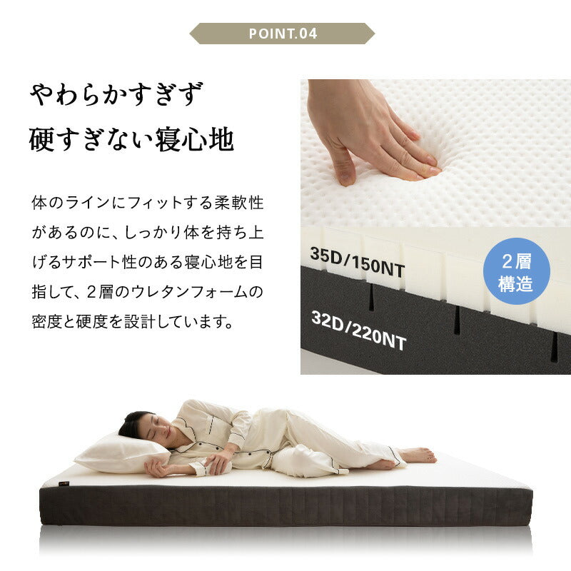 ロイヤルマットレス シングルサイズ ダブルサイズ クイーンサイズ 高弾性 ノンコイルマットレス 極厚 15cm 高反発 ウレタン 2層構造 寝返りサポート ホテルマットレス