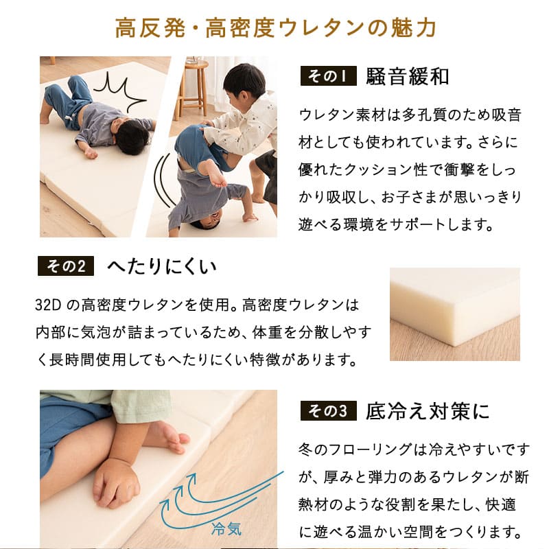 シームレス プレイマット 折りたたみ 幅140cm 幅180cm 幅200cm 大判 ベビーマット サークルマット クッションマット お昼寝 マット ラグ 撥水カバー 騒音緩和 へたりにくい