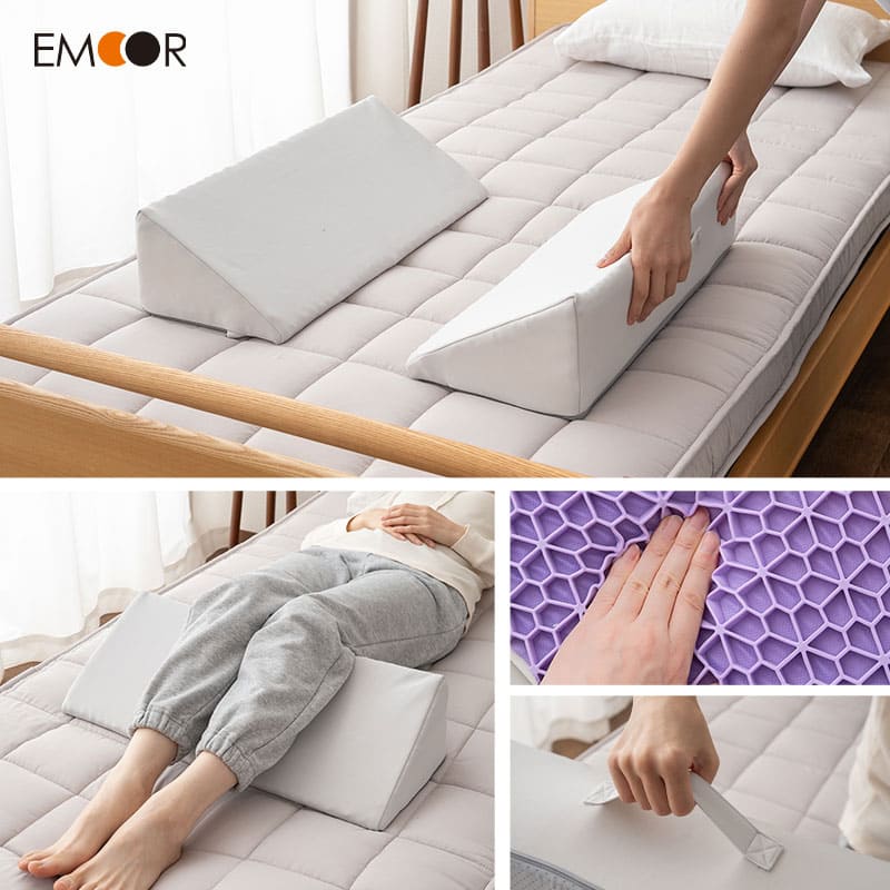 体位変換クッション 2個セット 介護クッション 三角クッション 背あてクッション 足枕 傾斜角度30° 持ち手付き 滑り止め加工 体位変換 体位保持 リハビリ 寝たきり 入院 介護 高齢者 床ずれ防止 逆流予防 むくみ予防