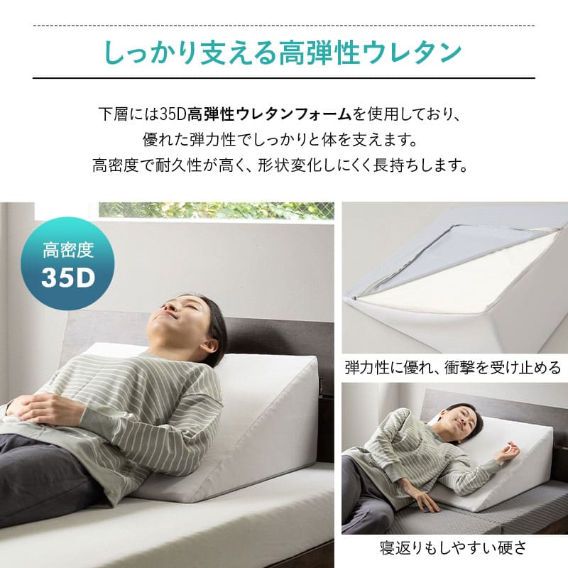 傾き寝枕 傾斜枕 三角枕 なだらか枕 足枕 三角クッション 背もたれ 傾斜角度22° 傾斜角度30° 滑り止め加工 体位変換 体位保持 寝返り リハビリ 寝たきり 介護 高齢者 床ずれ防止 逆流予防 むくみ予防 鼻づまり改善 ショールーム体験可