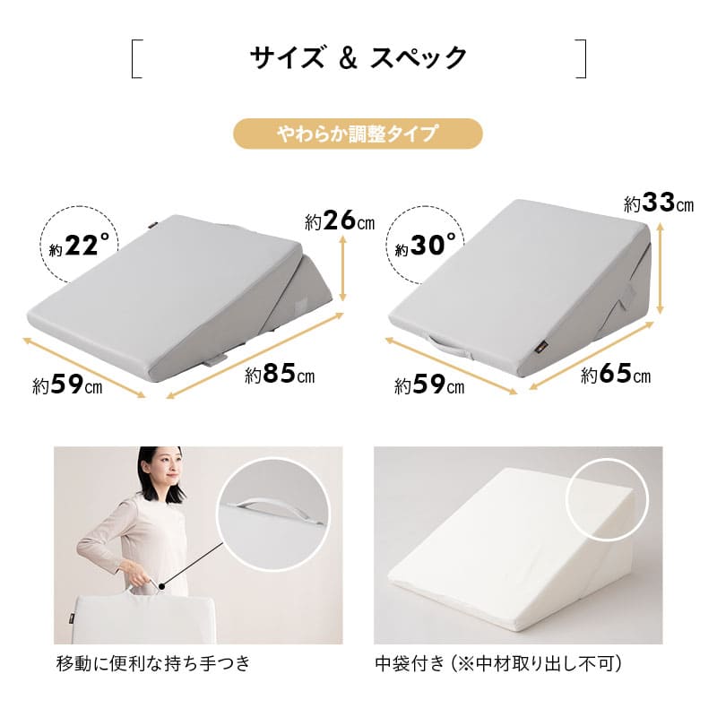 傾き寝枕 傾斜枕 三角枕 なだらか枕 足枕 三角クッション 背もたれ 傾斜角度22° 傾斜角度30° 滑り止め加工 体位変換 体位保持 寝返り リハビリ 寝たきり 介護 高齢者 床ずれ防止 逆流予防 むくみ予防 鼻づまり改善 立川ショールーム体験可